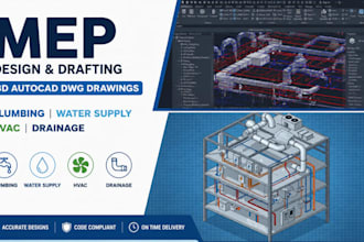 design mep, plumbing, water supply, hvac and drainage 3d autocad dwg drawings