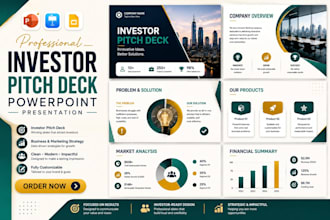 design investor funding startup pitch deck, canva presentation design, ppt