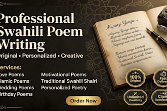write romantic, islamic and inspirational swahili poems