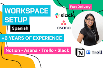 set up and oversee workspaces in notion, asana, or trello