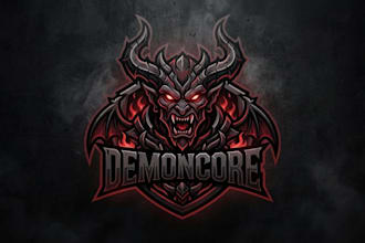 design a dark demon logo for gaming, band, and bold brand