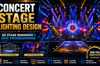 create concert stage lighting design 3d stage rendering and dmx programming