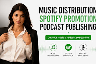 do music distribution, promote spotify music, podcast publishing to all platform