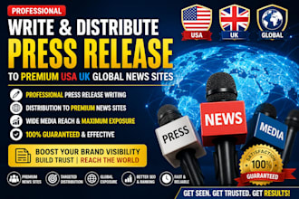 write and distribute press release to premium USA UK global news sites