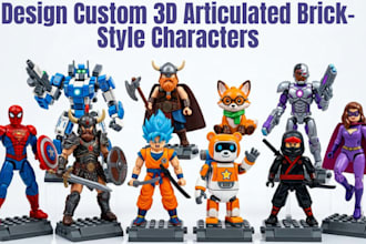 create custom 3d brick style models, toy car and articulated figures
