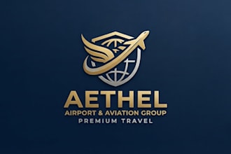 design a professional airport logo for aviation and travel brand
