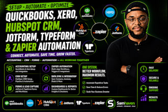 setup quickbooks, xero, hubspot CRM jotform typeform zapier automation