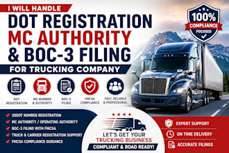 do dot registration, mc authority and boc 3 filing for trucking company