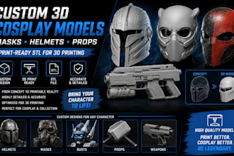design custom 3d cosplay models for 3d printing masks helmets armor props stl