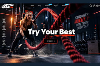 design gym equipment shopify store, fitness website, home gym store