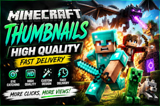 design high quality minecraft thumbnail in 24h