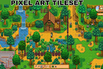 create pixel art, pixel tileset, indie game asset sprite sheet, tilemap