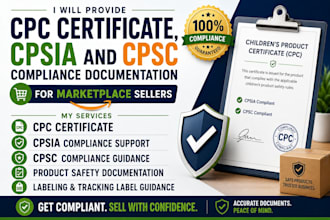 provide CPC certificate, cpsia, and cpsc compliance for amazon