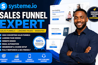 create systeme io sales funnel, landing page, systeme io, website and automation