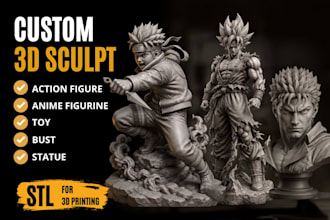 sculpt custom action figure, anime figurine, toy, bust stl for 3d printing