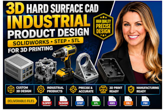 3d hard surface cad industrial product design solidwork step stl for 3d printing