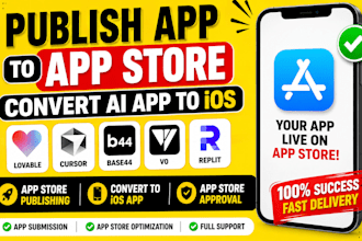 publish app to app store, convert lovable cursor base44 v0 replit ai app to ios