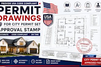 provide USA code compliant permit drawings for city permit set approval stamp