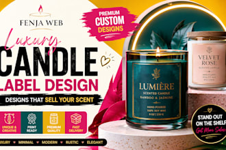design luxury candle label, candle jar label and candle packaging