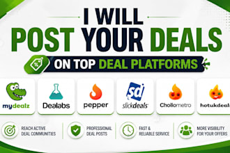 post your deal on slickdeals,mydealz,dealabs, pepper,hotkuldeals and more