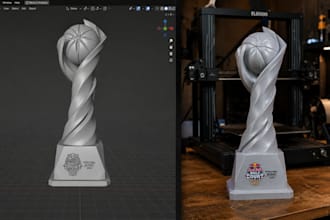 create custom 3d trophy model, medal, award stl for 3d printing