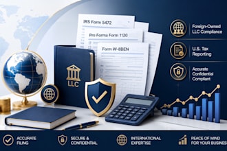 prepare US irs form 5472, pro forma 1120, and w8ben