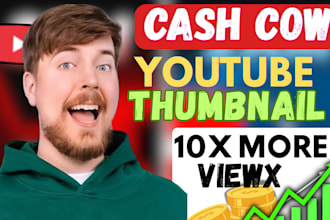 design high CTR cash cow youtube thumbnails in 24 hours