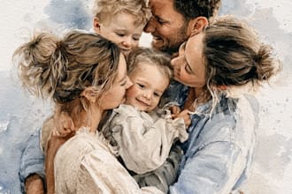 create a watercolor family portrait