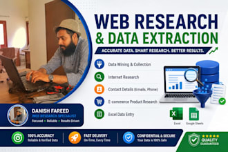 do web research, web scraping , and data extraction