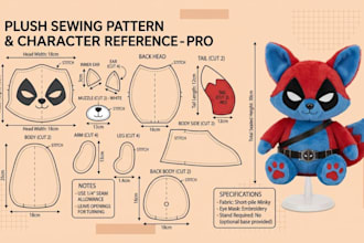 create a custom plush sewing pattern for stuffed animal and plush toy