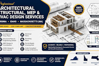 architectural plan mep and structural drawings hvac design in virginia idaho ma