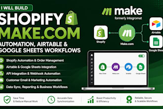 build shopify make com automation airtable and google sheets workflows make com