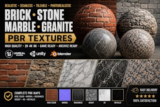 create realistic brick wall stone marble granite pbr textures, photorealistic