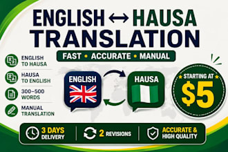 professional hausa to english and english to hausa translation