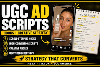 create ecommerce ugc ad scripts, hooks and creative strategy