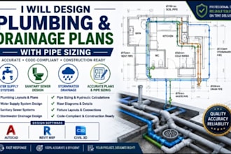 design plumbing and drainage plans with pipe sizing