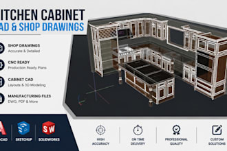 design cabinet shop drawings, cnc kitchen cabinet cad and manufacturing plans