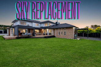 professionally edit real estate photos with sky replacement and enhancement