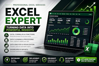 do professional excel data analysis, formulas,and dashboards