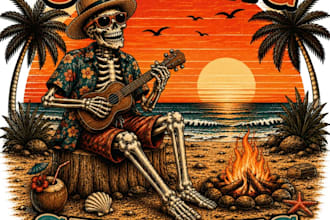 design high quality skeleton beach vacation summer aesthetic logo