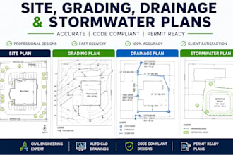 prepare site plans, grading plans, drainage plans, stormwater management, hvac