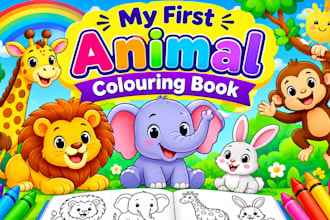 create amazing kids animals colouring book pages for amazon KDP