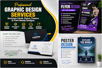 design professional business cards, flyers and posters