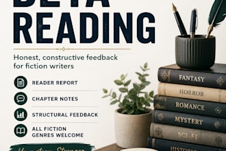 beta read your novel, story, or manuscript and give honest feedback