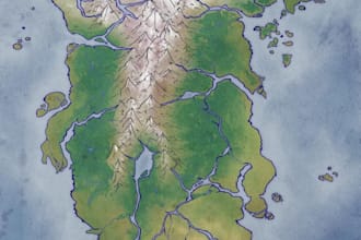 create fantasy world map, realistic tycoon, terrain and svg ma for you