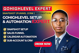 do gohighlevel setup automation snapshot funnel crm sub account calendar