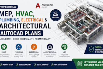 design mep, hvac, plumbing, electrical, architectural autocad plans, floor plan