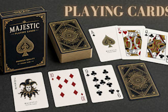 design custom playing cards, poker cards, 52 card deck, card box design