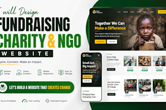 design fundraising website, charity website, donation website, ngo website