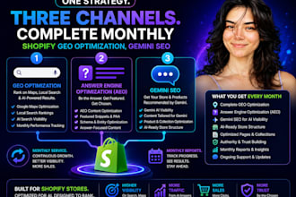 complete monthly shopify GEO optimization, gemini SEO